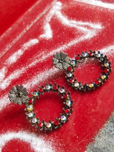 Rhinestone Flower Earrings