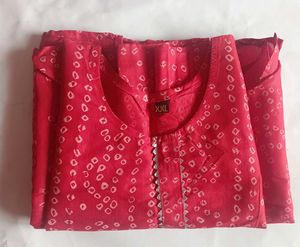 Red Bandhani Kurta Set