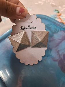 Geometric Glitter Stud Earrings