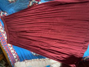 Burgundy Pleated Skirt