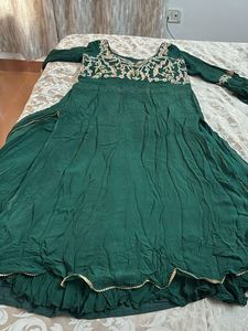 Emerald Green Embroidered Gown