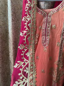 Elegant Peach &amp; Magenta Sharara Suit