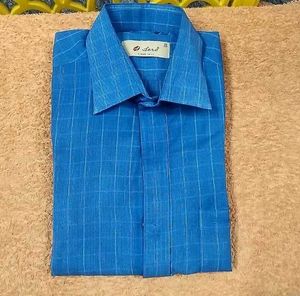 Branded New Men&#39;s Blue Checkered Pure Cotton Shirt