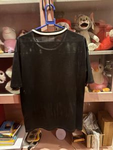 Graphic Print Black Mesh T-Shirt