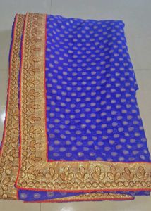 Elegant blue Embroidered saree