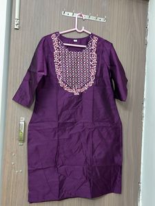 Embroidered Purple Kurta for size L