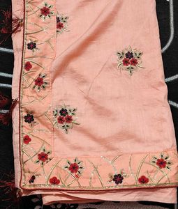 Peach Floral Embroidered Saree