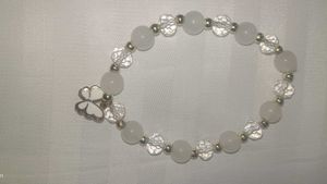 White Crystal Butterfly Chrm Bracelet