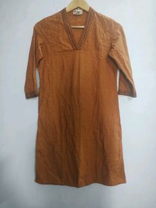 Fabindia Rust Orange Cotton Kurta(Women)