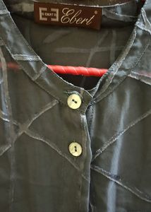 Transparent Navy Blue Top With Designs