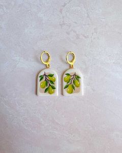 Fruit painted clay earings