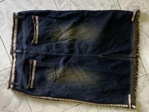 Combo Of Denim Skirt And Woolen Baby Pink Crop Top