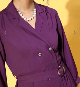 Chic Purple Belted Shirt Dress