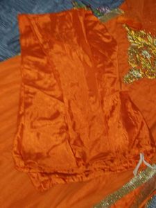 Orange Embroidered party wear dress