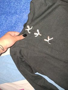 Ribbed long-sleeved top
