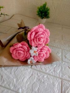 Crochet Big Rose Flower Bouquet