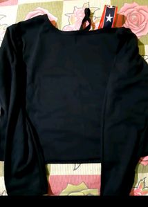 Black Full Sleeves One Shoulder Top
