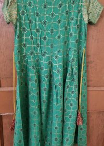 Green Embroidered Kurti Dress