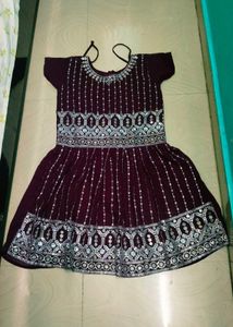 Dark Purple Colour Girl Sharara Dress