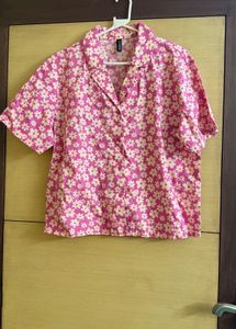 H&M Divided Boxy Half-Sleeve Shirt Printed