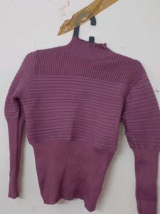 Mauve Ribbed Mock Neck Sweater