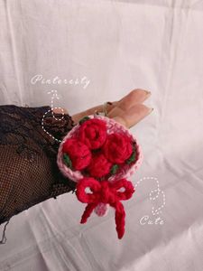 Crochet Rose Bouquet Keychain