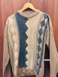 Vintage Patterned Knit Sweater
