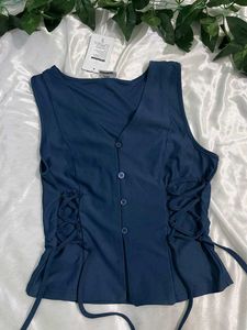 littleboxindia Blue Button-Down Top