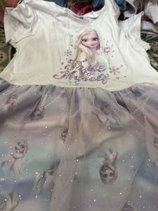 Set Of 2 Girls&#39; White And Pink Elsa Floral Dress
