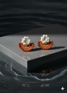 Blooming handmade Crochet Fan Earrings
