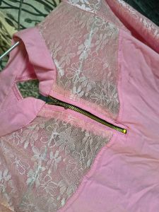 Pink Blouse with Net Sleeves