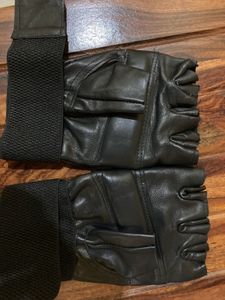Leather And Polyester Gym/driving Gloves