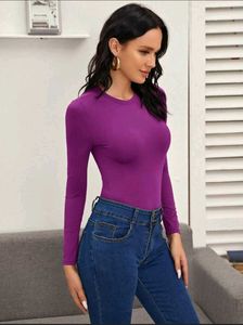 Purple Long Sleeve Bodysuit Free Size Xs-S-M