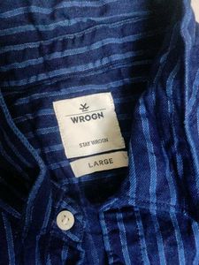 wrogn Striped Blue Shirt