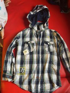 Boys Plaid Hoodie Shirt