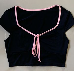 Pink Neckline Crop Top