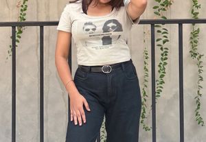 Graphic Print Cropped Tee