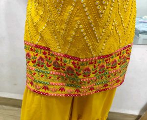 Mirror Work Short Kurta With Gharara