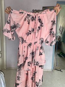 Pink Floral Ruffle Dress
