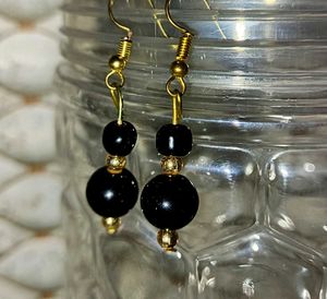 Black Beaded Dangle Earrings