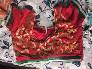 Red Readymade Saree Blouse