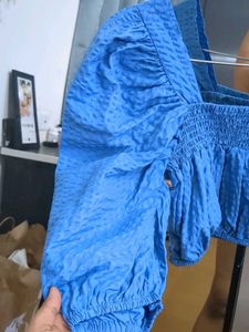 Blue Puff Sleeve Top