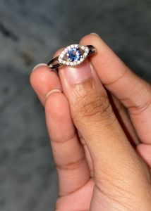 Cute Eye Blue Silver Ring