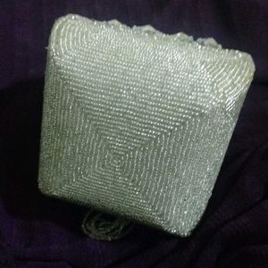 Beaded Silver Pouch