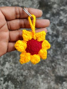 Sunflower Crochet Keychain