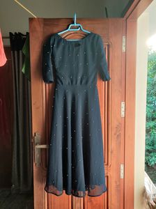 Blue umbrella Kurthi With Pearl Design