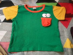 👉 Kids T-shirt – Green & Yellow (3to 6 Month )