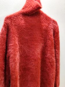 premium imported red eyelash knit turtleneck sweat