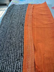 Elegant orange printed saree