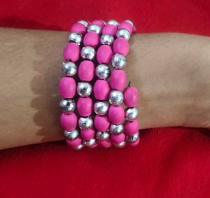 Pink Colour Bracelet &amp; Black And White Bangle